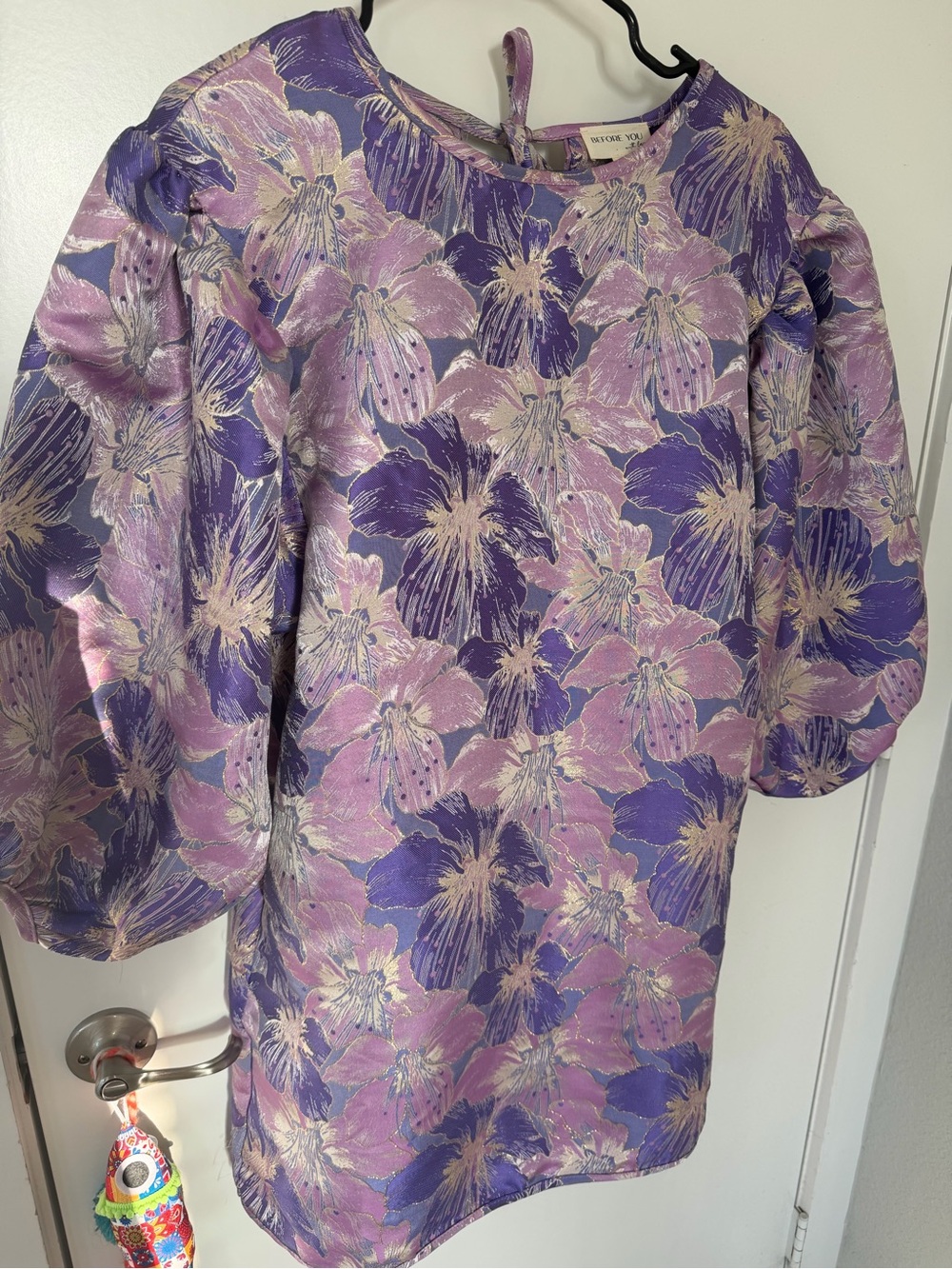 Wisteria Floral Puff-Sleeve Formal Dress
